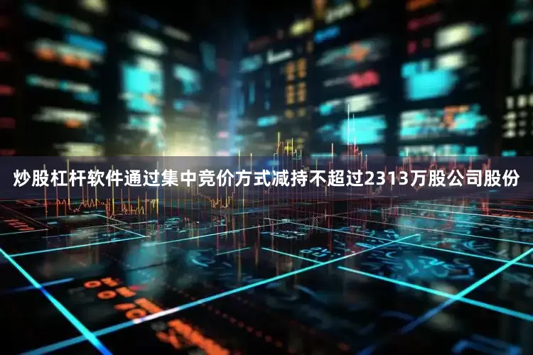 炒股杠杆软件通过集中竞价方式减持不超过2313万股公司股份