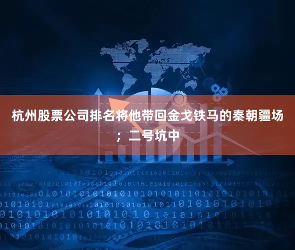 杭州股票公司排名将他带回金戈铁马的秦朝疆场;二号坑中